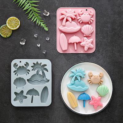 6 Cavity Tropical Beach Theme Silicone Mold Summer Animal Crab Shell Fondant Candy Chocolate Mould Diy Baking Accessories
