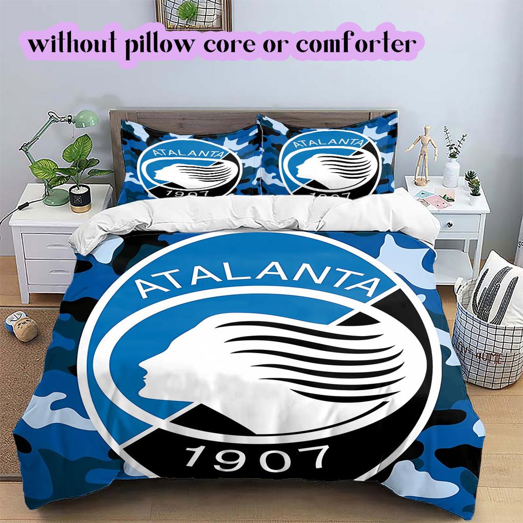 Biancheria da letto con motivo calcistico Atalanta BC, Set piumone Copripiumone Federa Regalo di Compleanno per la Casa (1*copripiumino+2*federe,senza imbottitura)