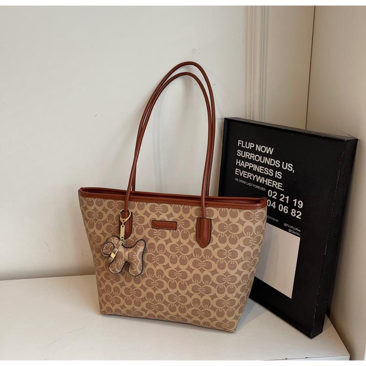 

Женская сумка-тоут большой вместимости в стиле ретро с цветочным принтом - Роскошный, универсальный стиль через плечо и кроссбоди кофейный