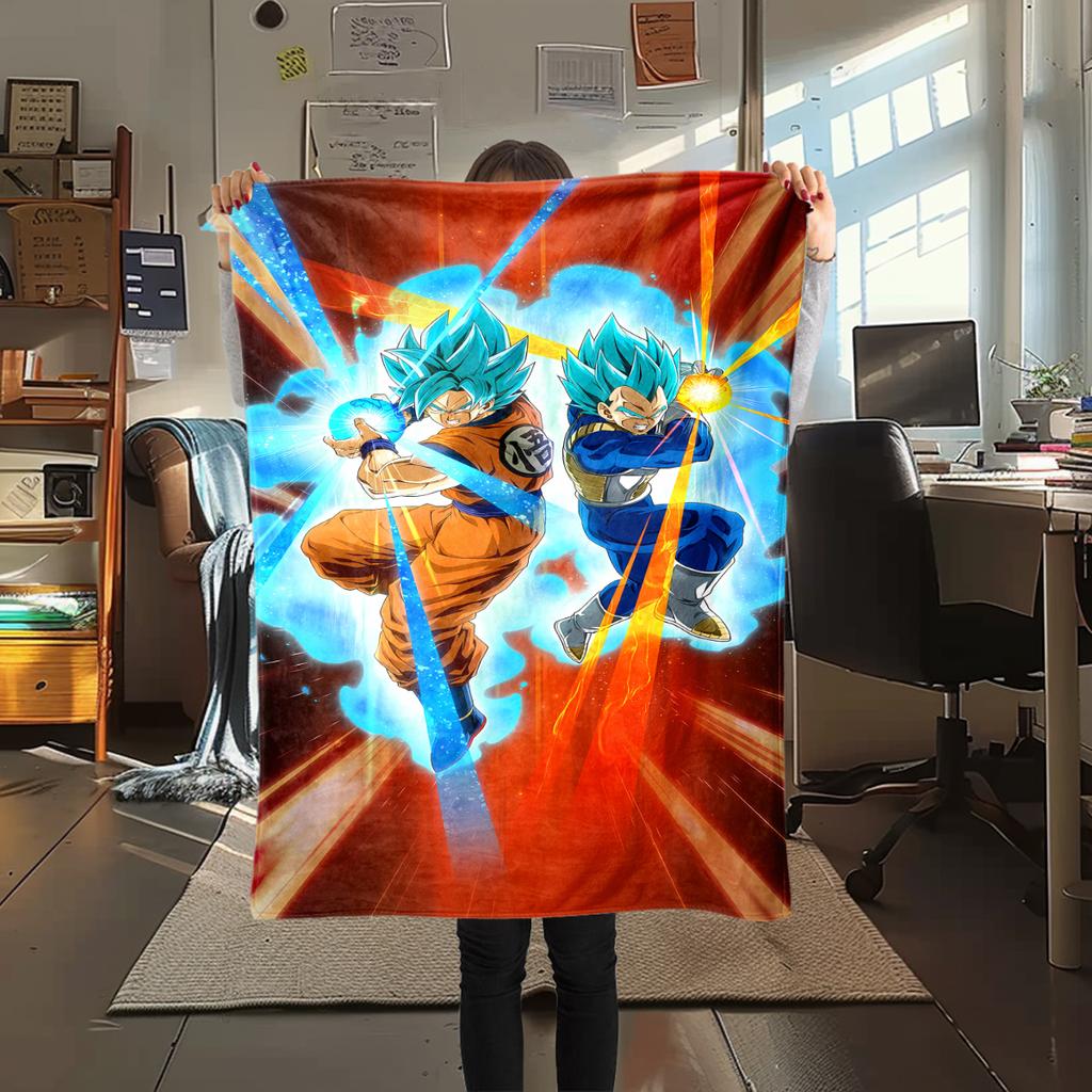 1PC Dragon Ball Super Print Flannel Blanket, High quality All Seasons, Home Decor, Warmth and Comfort, Perfect for Christmas Gifts