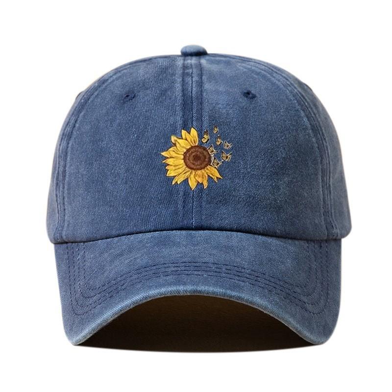 1Pieces SunFlower Hat Washing Printing Sunshade Outdoor Cap Duck Tongue Cap Men Women's Solid Color Mountaineering Hat