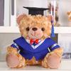 Plyšový medvídek absolvent 2025 s talárem, čepicí a střapcem, roztomilý hnědý absolvent