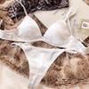Set intimo estivo da donna, reggiseno senza ferretto con coppa triangolare in seta sexy, bralette francese, reggiseno e perizoma senza cuciture