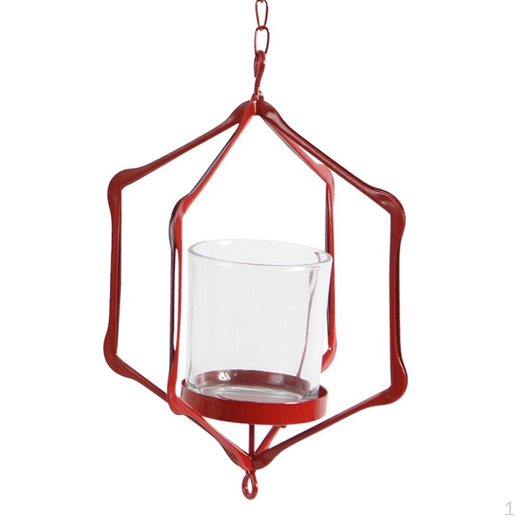 

Wire Hollow Wedding Hanging Candle Holders Lantern Case D - Red