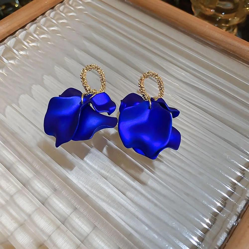 Korean Style Colorful Petal Dangle Earrings Fragments Flowers Women Elegant Stud Earrings Fashion Jewelry Girl Gift