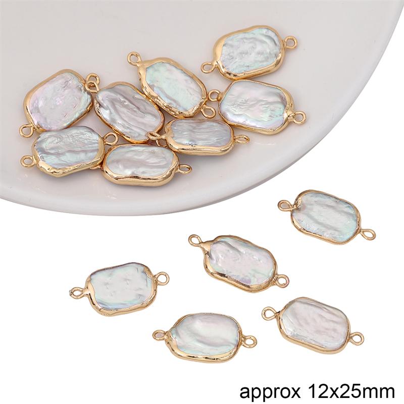 Perle Naturale de Apă Dulce Neregulate Margine Aurie Pandante Duble Suspendate Pentru Colier DIY Brățară Cercei Confecționare Bijuterii