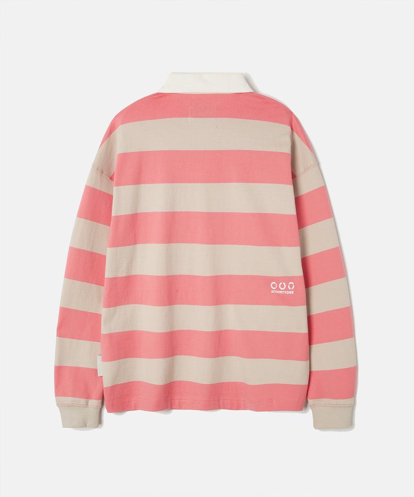 DTHIRTYONE Stripe Rugby Polo (Salmon Pink)