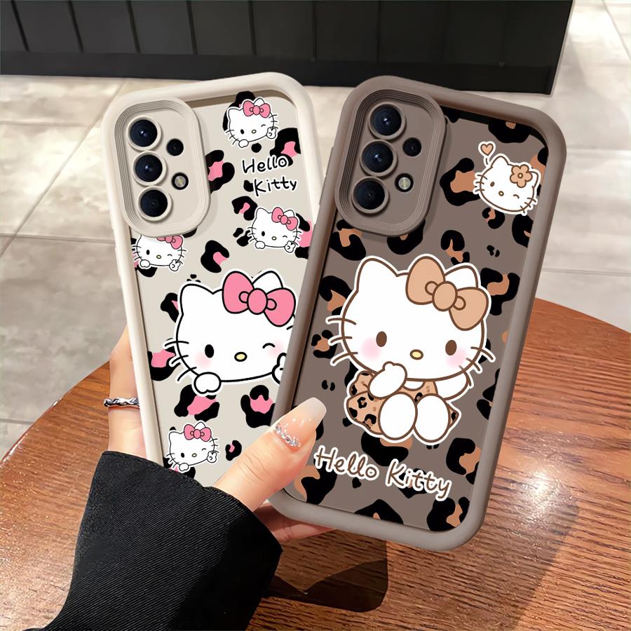 Hello Kitty Leopard Print Pattern Case for Samsung Galaxy A06 A15 A14 A11 A13 A30 A12 A07 A04 A17 A16 A50 A05 A20 Phone Cover