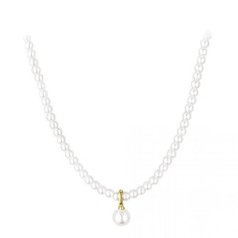 Minimalist Pearl Choker Necklace Women Handmade 3mm/4mm Warm White Imitation Chain Adjustable Length 385cm Or 405cm
