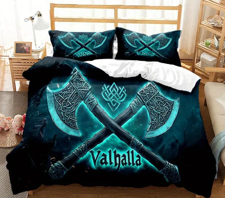 Axe Duvet Cover Set For Teens Adults Men Queen Lightweight Quilt Cover With 2 Pillowcase Traditional Battle Bedding Set No Quilt