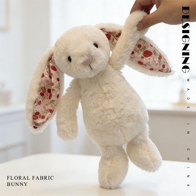Floral Long-Eared Bunny Plush Toy - Cute Comfort Doll for Children's Birthday Gift