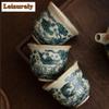 2pc/lot Imitation Song Ru Kiln Tea Cup Fish Algae Pattern Mouth Cup Small Master Single Cup Meditation Cup Bowl Kung Fu Teaware