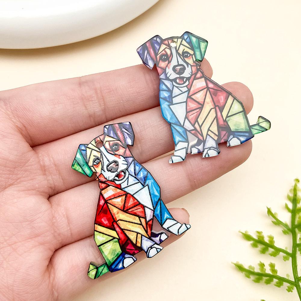 Cartoon Animal Mosaic Acrylic Jigsaw Pendant for DIY Jewelry