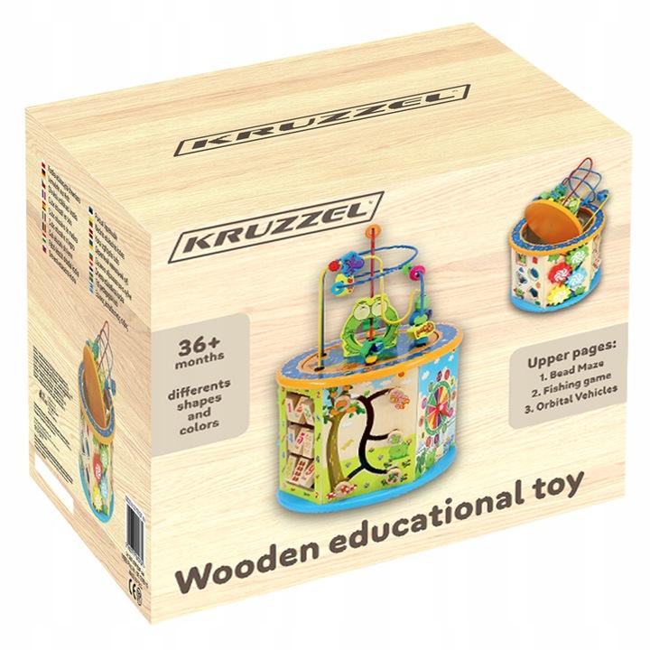 Kostka Drewniana Edukacyjna Sorter 8W1 Labirynt Skrzynka Zegar Zabawka