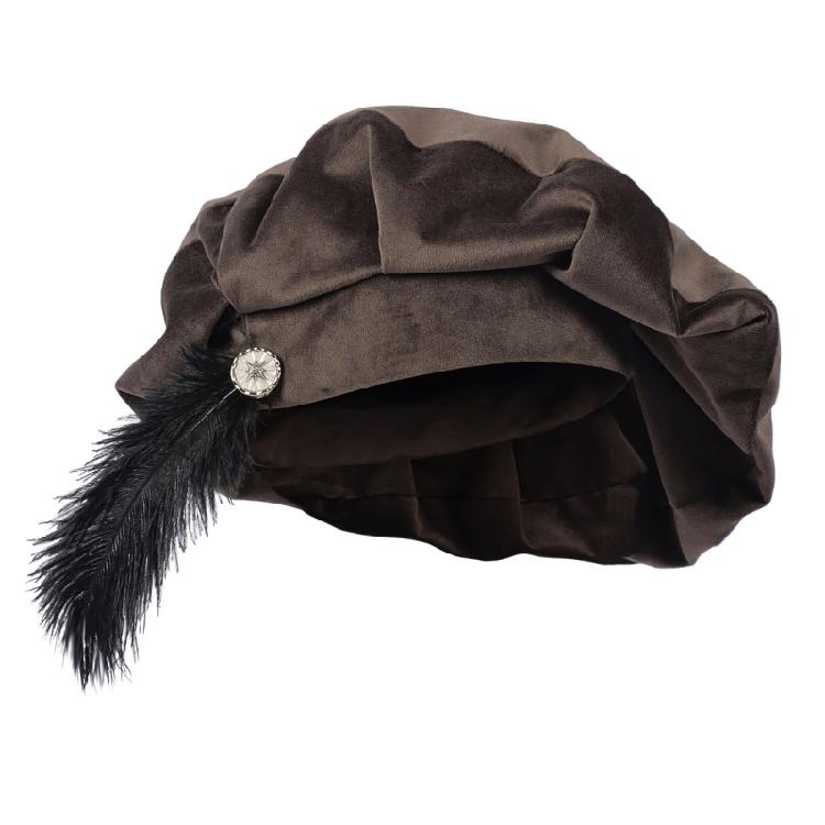Renaissance Feather Hat Light Weight Polyester Medieval Beret Cap For Men Women Kid Halloween Renaissance Themed Event