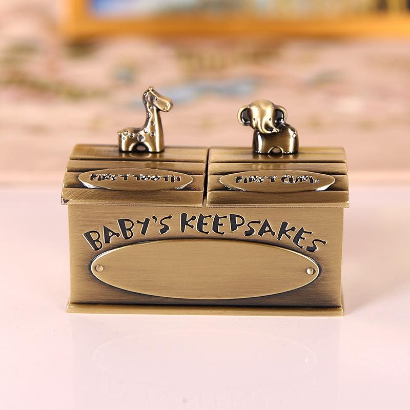 Shiny Baby Tooth Box Metal Kids Keepsake Tooth Holder Children Tooth and Curl Fairy Container Christening Gift for Child Memory