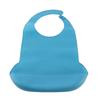 Babero Impermeable de Silicona para Adultos y Personas Mayores Protector de Ropa Babero para Comer con Recogemigas Azul