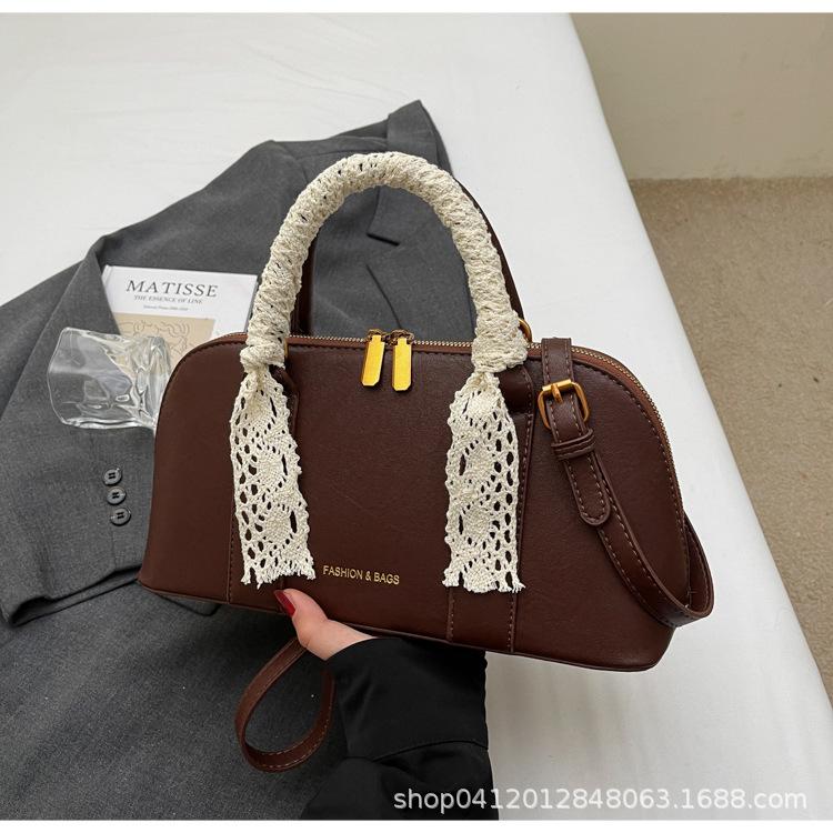 

2025 весна и лето новая повседневная универсальная сумка-тоут Boston, сумка-мессенджер, женская сумка большой вместимости для поездок на работу, сумка-ракушка темно-коричневого