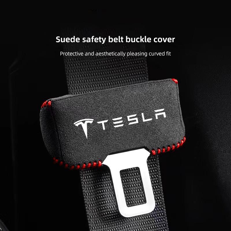 pwknb9 2Pcs Car Seat Safety Belt Buckle Cover Protective Accessories For Tesla Model-Y Model-3 Model-X Model-S Cybertruck Roadster