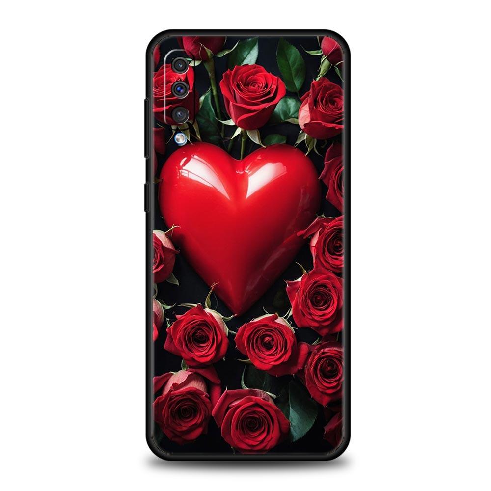 Case For Samsung A24 A12 A14 A32 A50 A70 A20E A20S A10S A22 A40 A34 A54 A42 A52 5G A02S A04s Cover Beautiful Red Rose Flowers