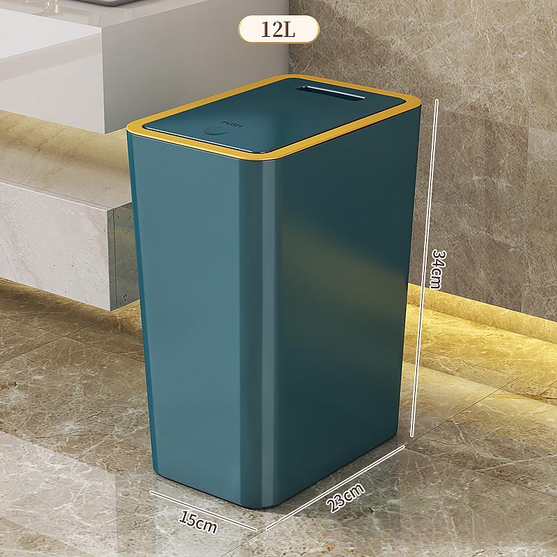 Large Capacity Narrow Push-Top Trash Can with Lid for Bathroom and Toilet