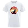 Pixel Dinosaur Sunset Desert Graphic Tshirt Retro 8bit Game Style Print Unisex Unisex Short Sleeve Casual Vintage Streetwear Tee