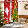 2pcs, 2D FLAT PRINTING Curtains (Without Rod) Santa Tree Bliss Chic Print Curtains Festival Polyester Curtains Decorations