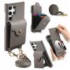 Case for Galaxy S26 Ultra - Leather/PU, Gray, With Lanyard
