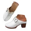 Chunky Heel Closed Toe Round Toe Women'S High Heels Leather Solid Color Memory Foam Sandals Women Fisherman Sandals For Women