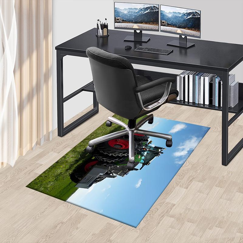 tractor field Crystal Velvet Office chair mat Area Rug - Non-Slip, Floor Mat, Office Desk Chair Rugs,Christmas Gift-1106247
