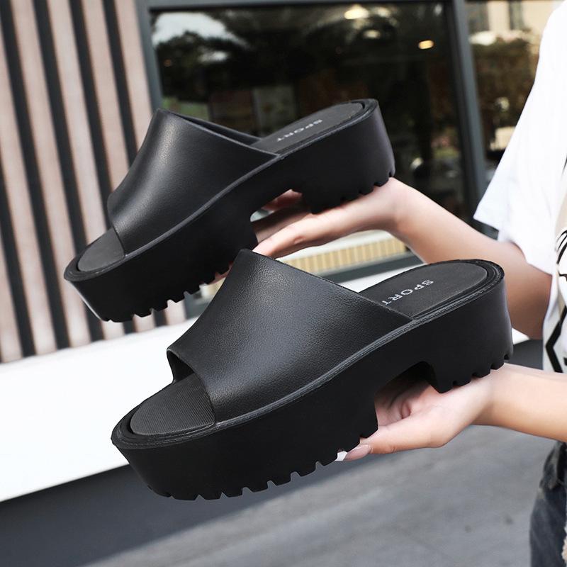 Women s Summer Waterproof Platform Sandals - Thick-Soled Outdoor Solid Color Slippers 40 чёрный