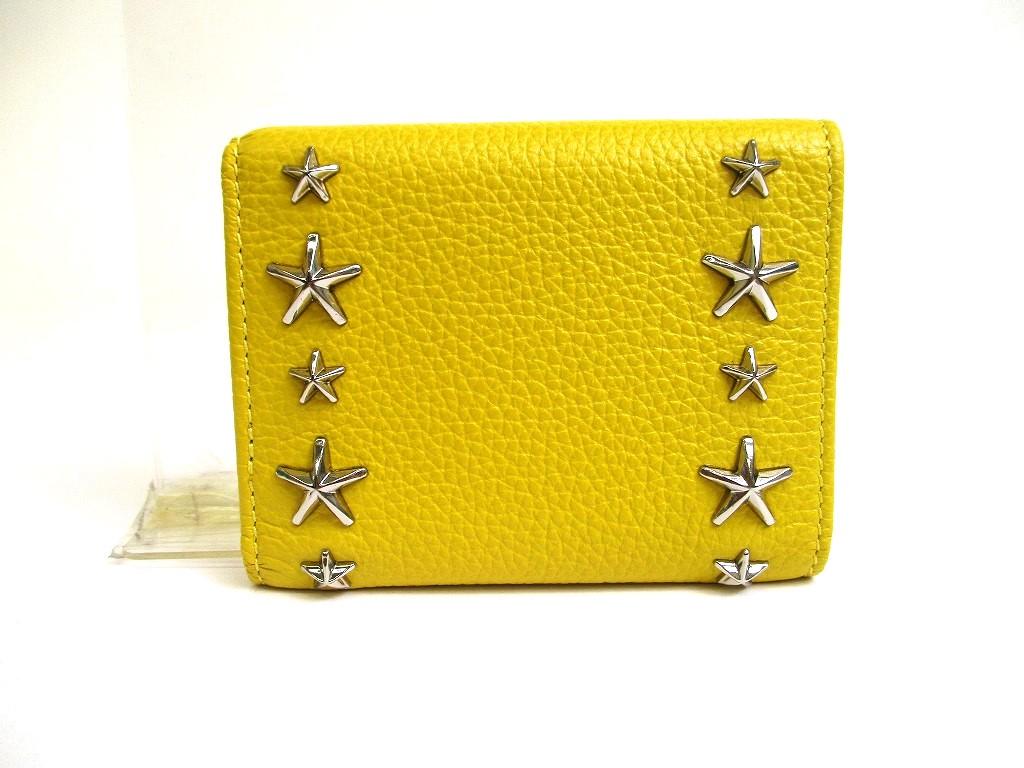 Authentic Jimmy Choo Plastic Stars Mustard Yellow Leather Trifold Wallet BFEALE #a619  Refurbished