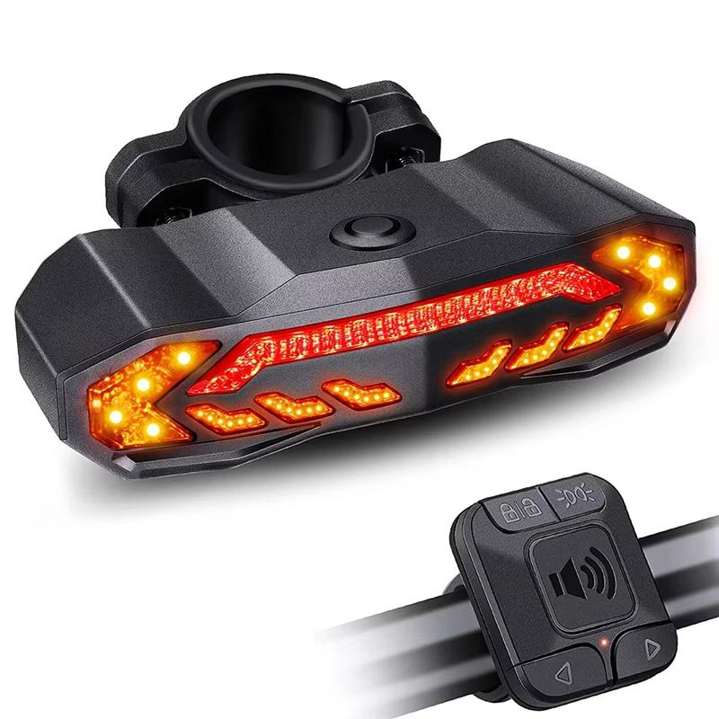 Extractme Bicycle Rear Light Alarm Waterproof Rechargeable Scooter Bike Turn Signal Warning Lamp Auto Brake Light