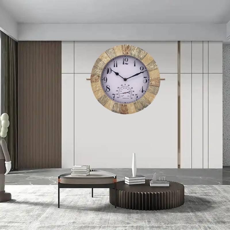 Stonegate Smart Garden Sandstone Wall Clock Thermometer Waterproof Outdoors