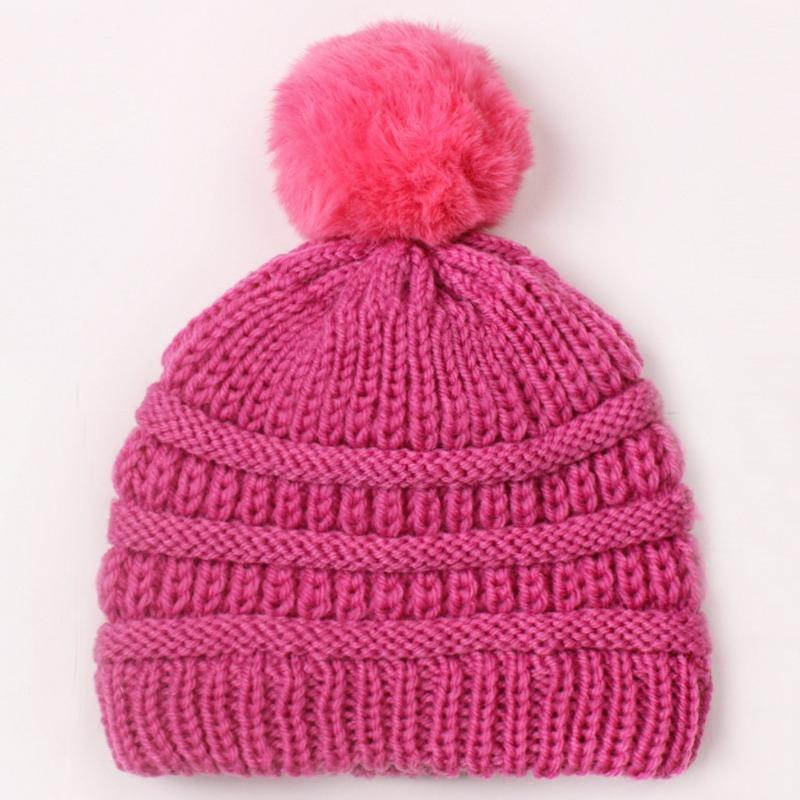 Baby Knitted Hat, Versatile Children's Autumn and Winter Hairball Warm Hat, Warm Baby Wool Hat