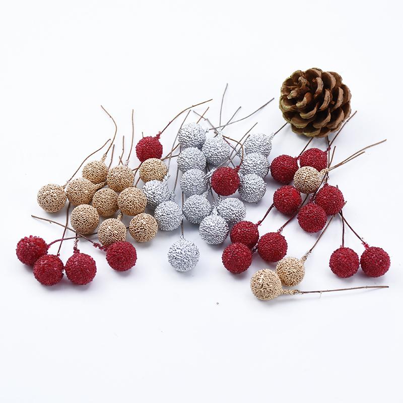 100/200pcs Artificial PE Cherry Fruits Wedding Decoration Flowers Wreath Christmas Home Room Yard Diy Gifts Box prop Accessories