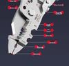 Delixi 16-in-1 Multifunctional Wire Stripper Pliers: Folding Buckle for Stripping, Separating, Winding, Crimping, and Cutting.