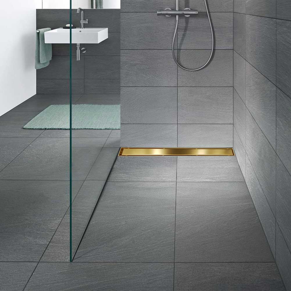 Stainless Steel Linear Floor Shower Drain, Gold, 60 Cm
