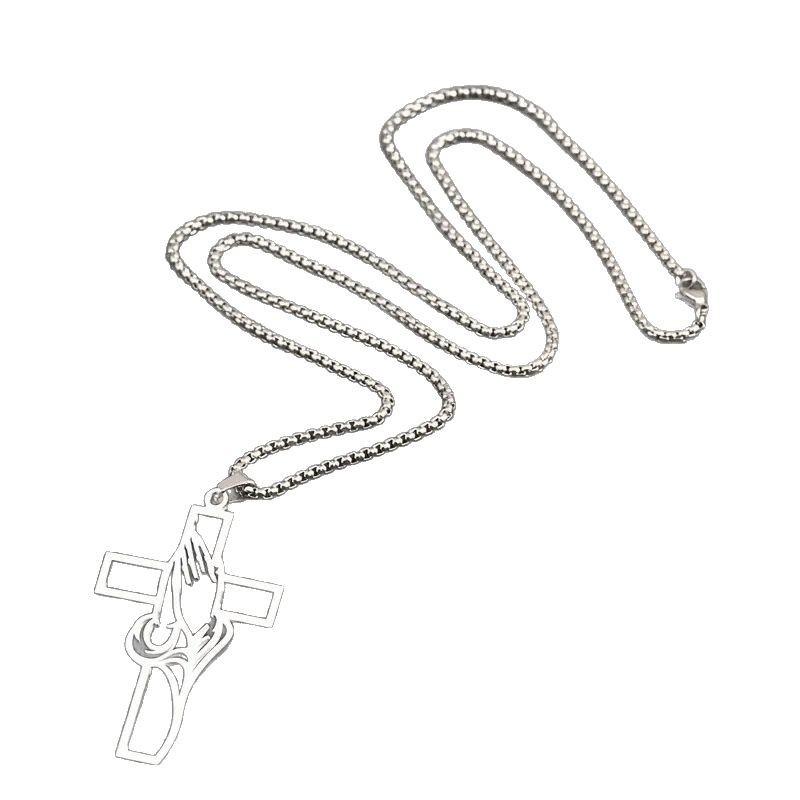 Men's Prayer Cross Pendant Necklace Religious Gift Jewelry Accessory for Men