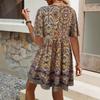 TEMU summer new v-neck print casual fashion short-sleeved women's dress
