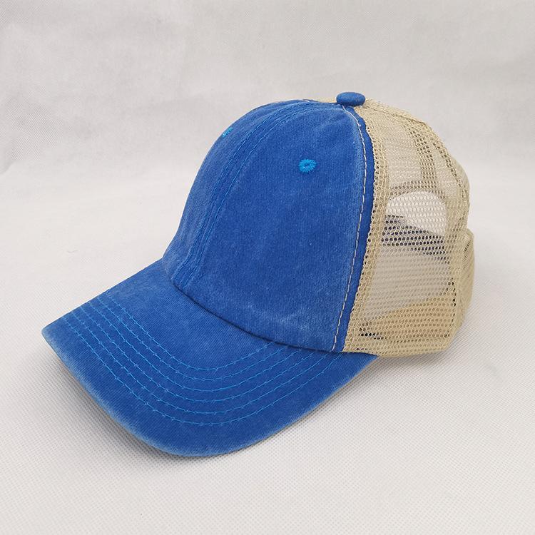 Custom Summer Solid Color Washed Cotton Mesh Hat Baseball Cap Men'S Outdoor Sun Protection Sunshade Fashion All-Match Woman Hats