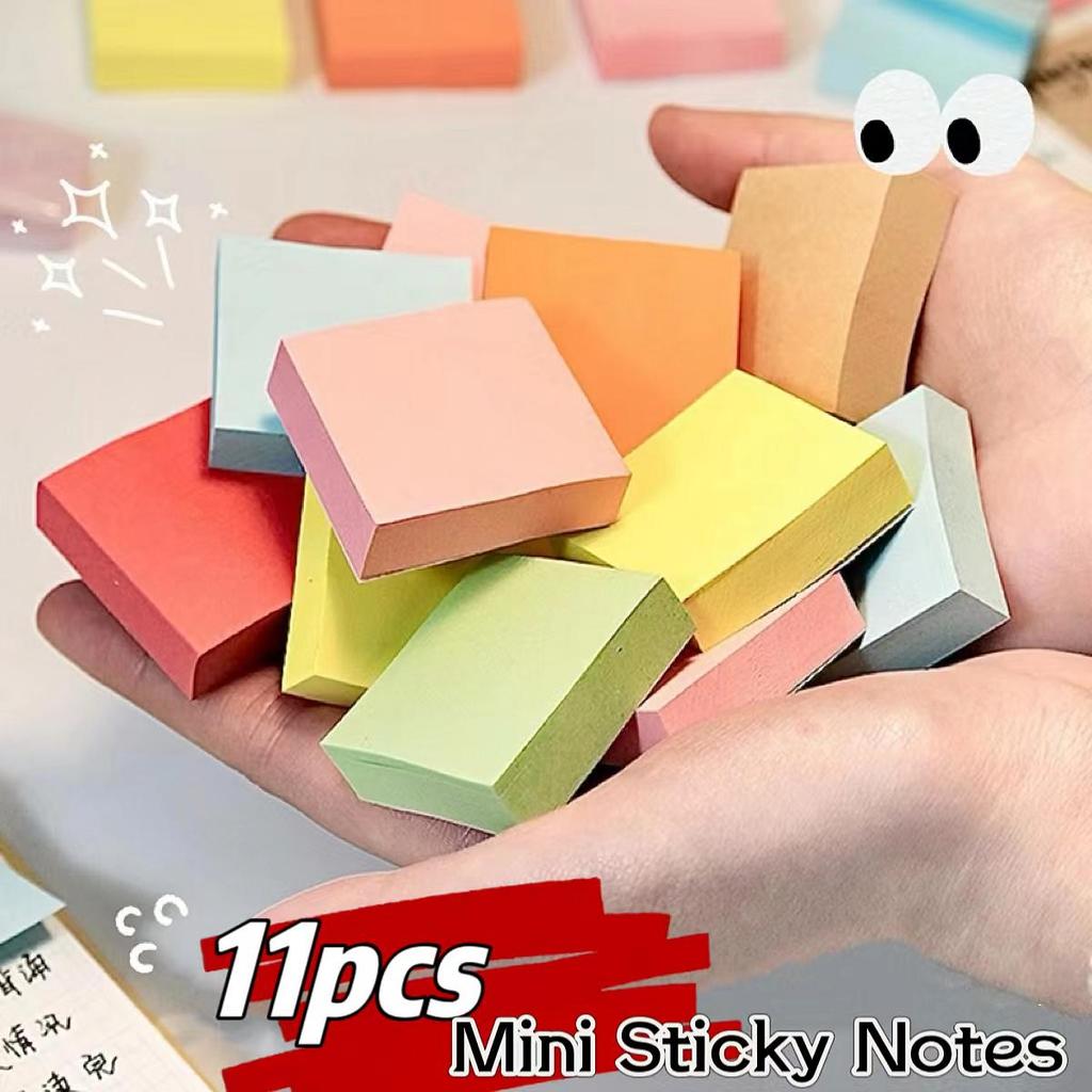 11pcs Colorful Sticky Notes, Suitable For Home, School, Office, Back To School, Aesthetic School Supplies, Stationary, Random Co