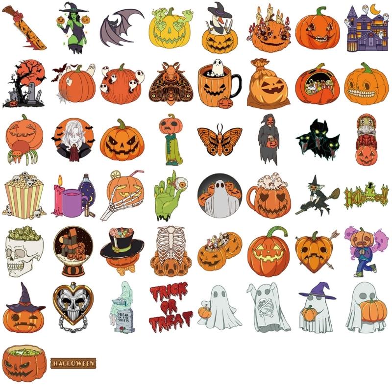 

Halloween Party Stickers Pack Of 50 PVC Pumpkin Bat Designs Safe For Kids DIY Craft Decor Easy Apply Remove No Residues 1