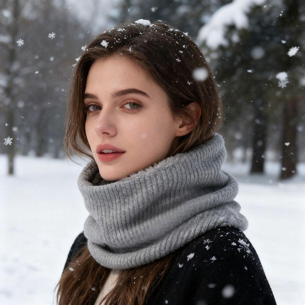 Breathable Neck Warmer Solid Thick Neck Scarves New Plush Snood  Winter