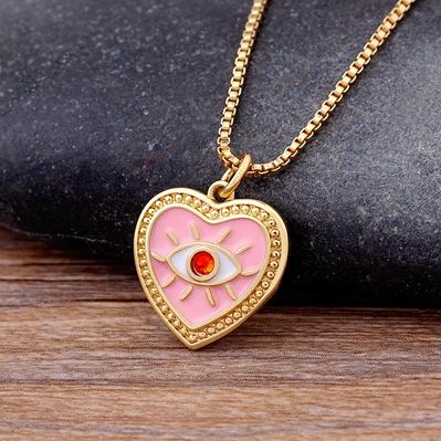 

Nidin New Fashion Cubic Zircon Heart Necklace Pink/Green Color Women Evil Eye Pendant Choker Wedding Party Gifts Trendy Jewelry розовый