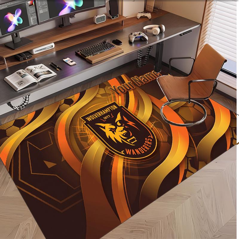 Personalized Crystal Velvet Carpet Wolverhampton Wanderers Football Pattern Non Slip Floor Rug