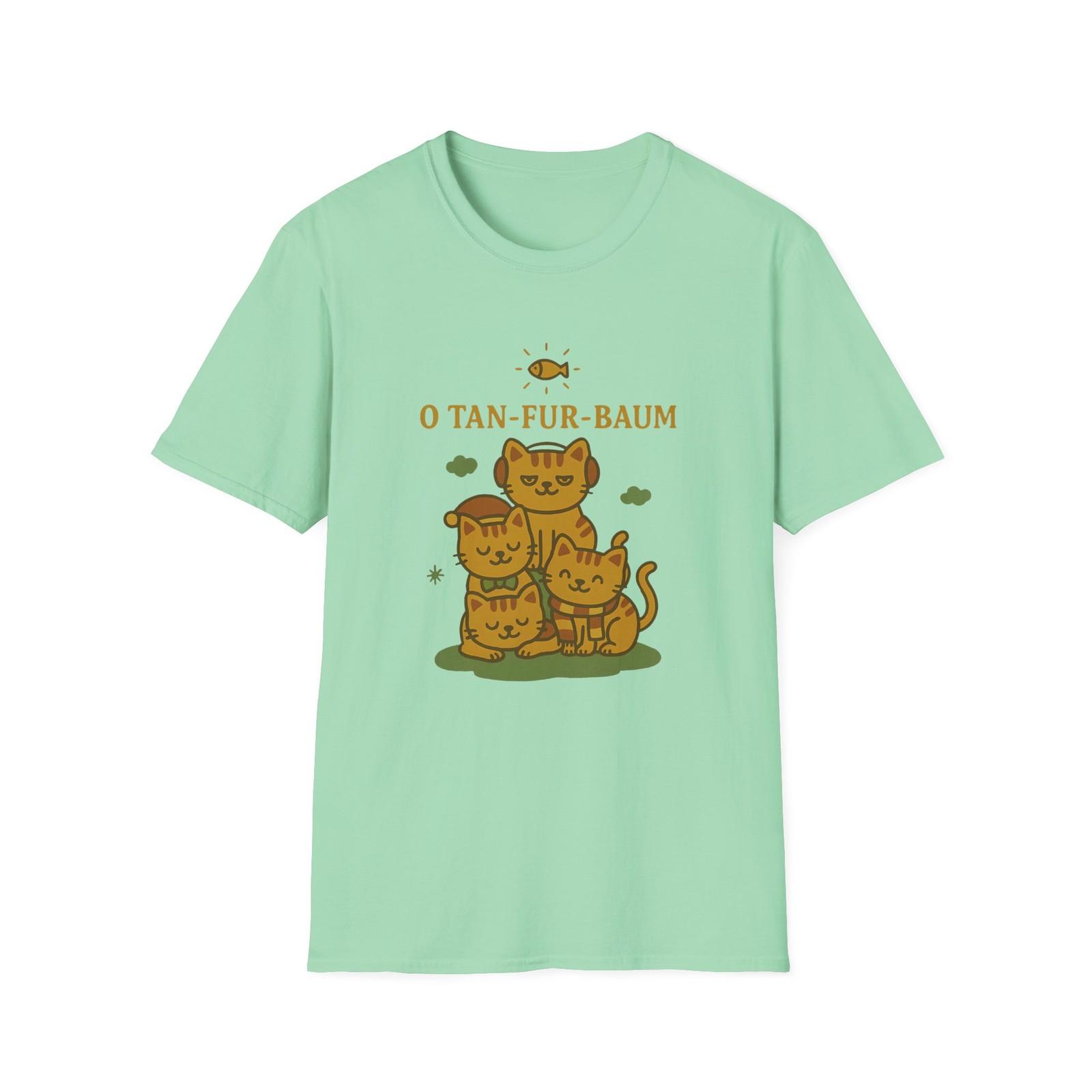 Unisex Softstyle T-Shirt Mens Womens Tees Top O Tan-Fur-Baum Funny Christmas Cat Tree Holiday Pun M