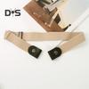 Canvas Lazy Belt Elastic Rubber Band Visible Snap Button Adjustable Slide Buckle Waistband Jeans Pants Accessories