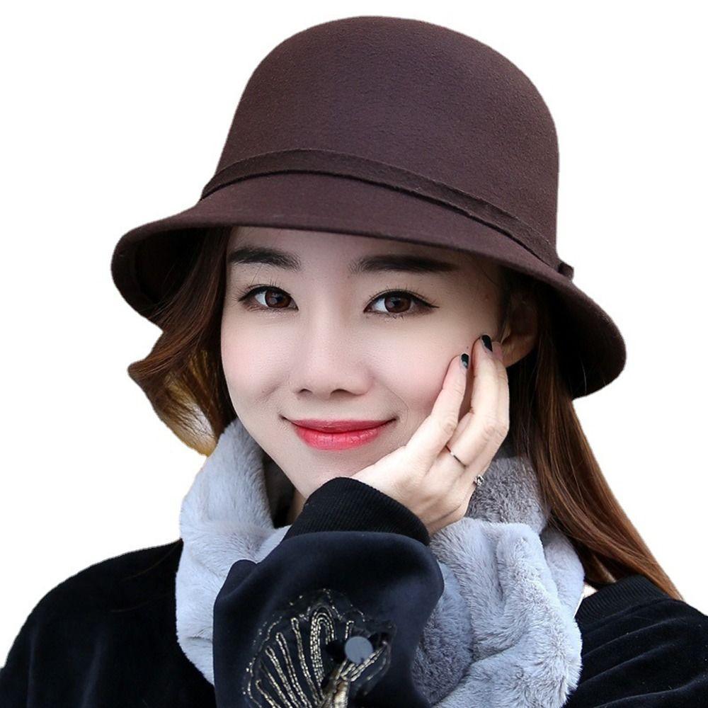 Cap Brim Bowler Fedora Hats Women Vintage Retro Hat Autumn Winter Warm Hat Wool Felt Bucket Cap Church Bowler Cloche Hats