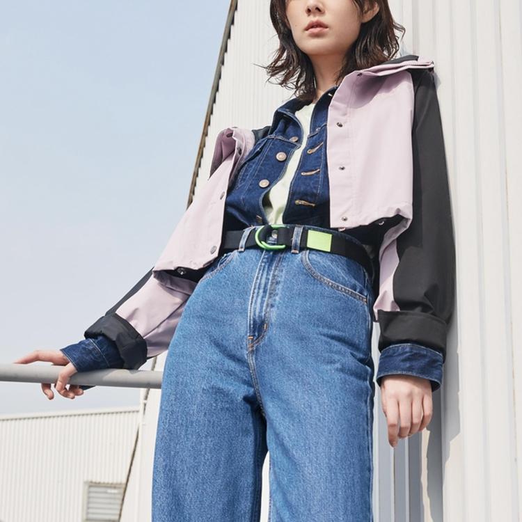 Levis Color Block Krátká bunda s kapucí Dámské bundy Fialová 23452-0000